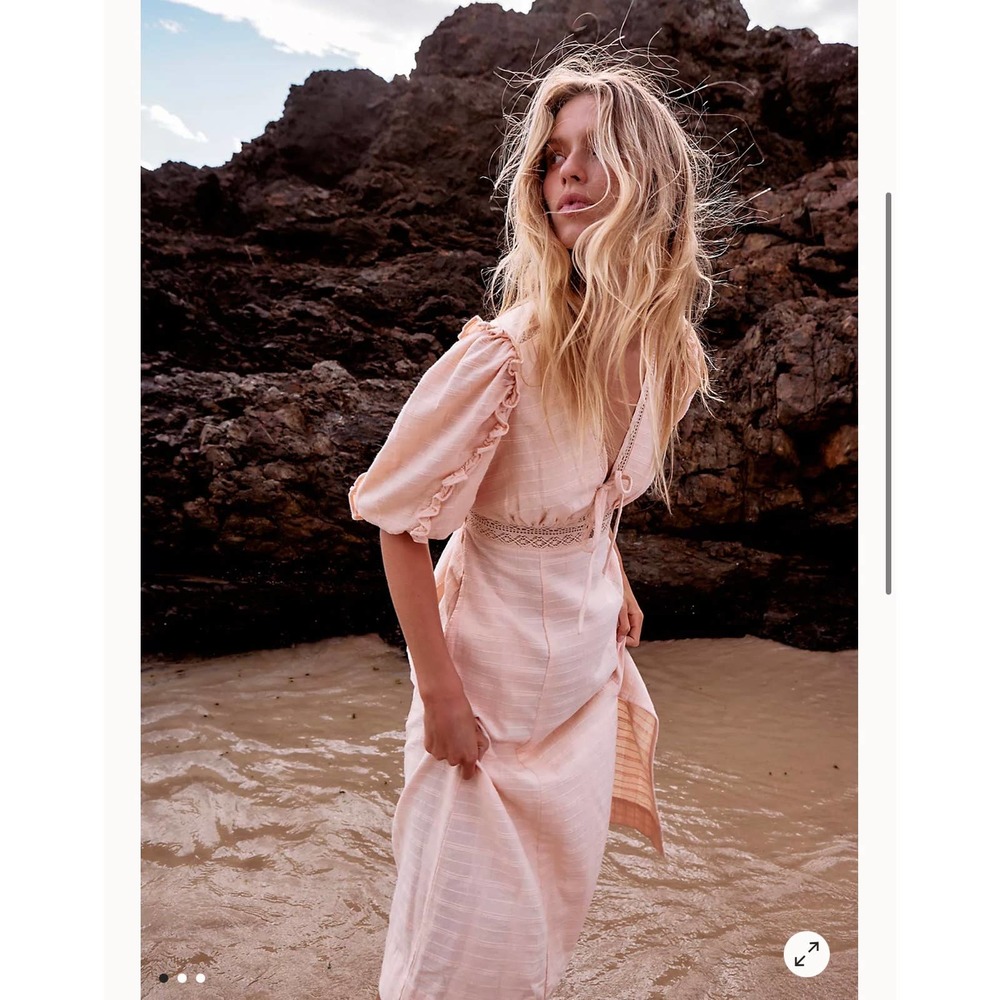 Free People Slow Pace Midi Size Medium Brand New Peach‎ Pink Salmon - Picture 2 of 12